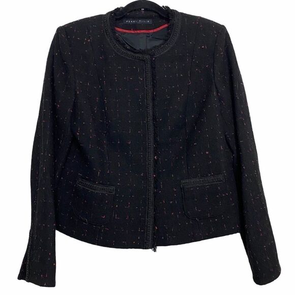Perry Ellis Black & Red Snap‎ Closure Blazer Jacket - Picture 1 of 9